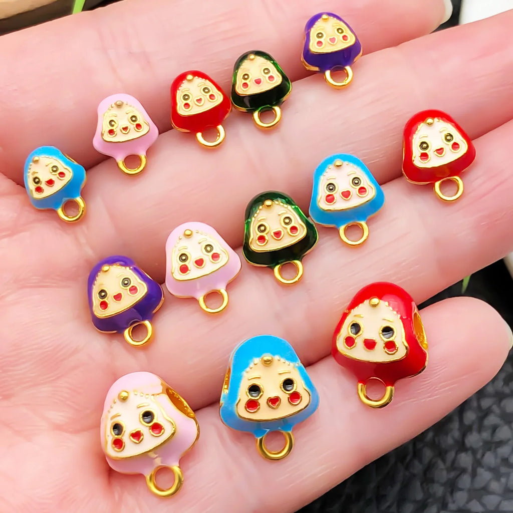 Enamel Zinc Alloy Smiley Zongzi Spacer Beads Bead for DIY Dragon Boat Festival Jewelry