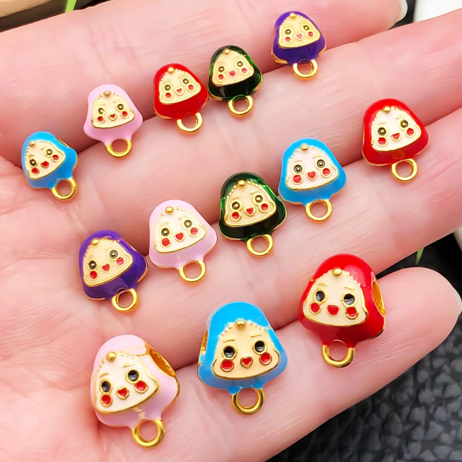 Enamel Zinc Alloy Smiley Zongzi Spacer Beads Bead for DIY Dragon Boat Festival Jewelry