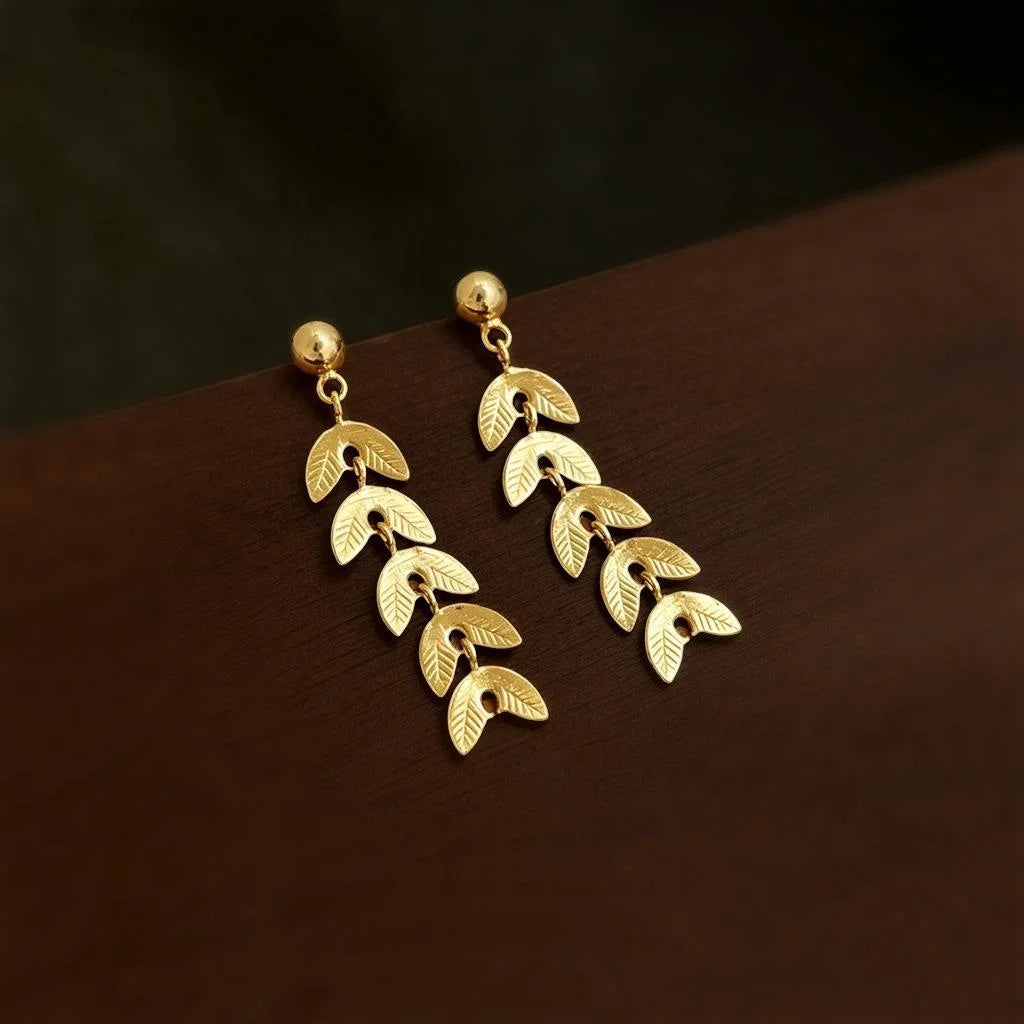 Light Luxury Wheat Ear Leaf Drop Earrings Eco-Friendly Copper Minimalist Fashion Jewelry