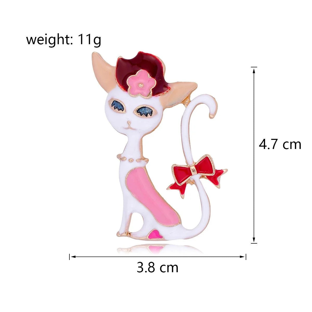 Cute Enamel Alloy Cat Brooch With Flower Hat And Bow, Cartoon Animal Lapel Pin Corsage Gift For Women