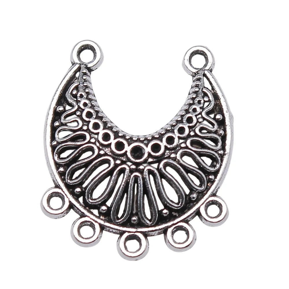 31x26mm 2.8g Multicolor Zinc Alloy Half Moon Earring Connector Charms for DIY Earrings Jewelry Making