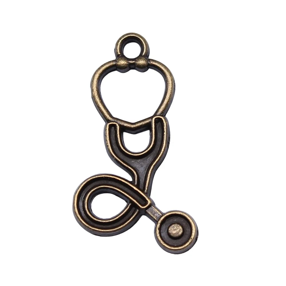 27x16mm 1.2g Multicolor Zinc Alloy Stethoscope Charm Pendant for DIY Medical Theme Jewelry Making