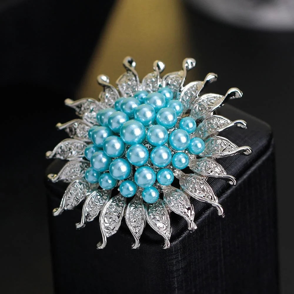 Elegant Sunflower Pearl Rhinestone Alloy Brooch, Luxury Lapel Pin Corsage Suit Accessory Gift