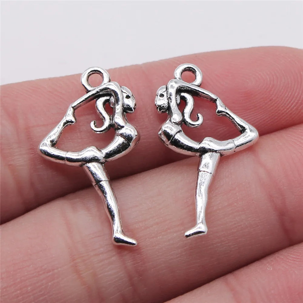 14x26mm 1.2g Antique Silver Zinc Alloy Dancing Charm Pendant for DIY Bracelet Necklace Making