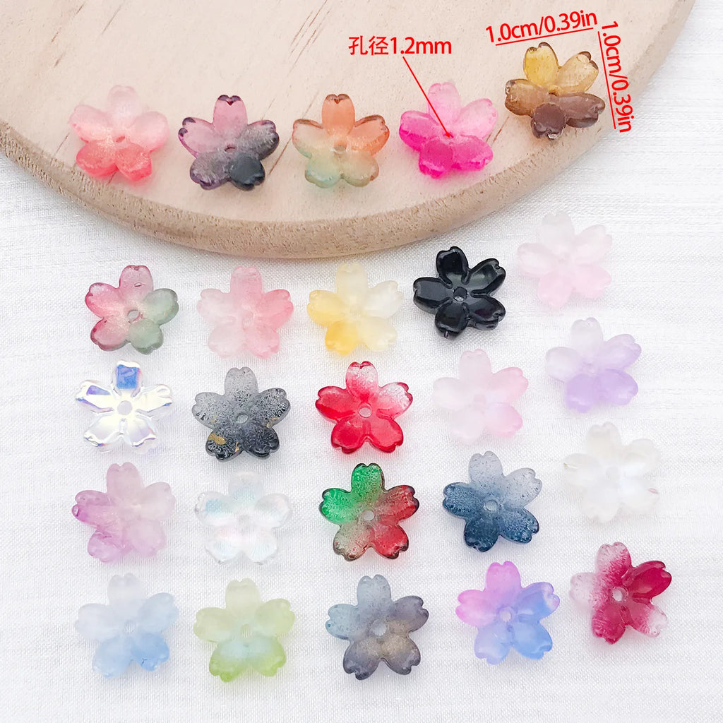 Color Gradient Glass Cherry Blossom Loose Flower Beads for DIY Bracelet Jewelry Making