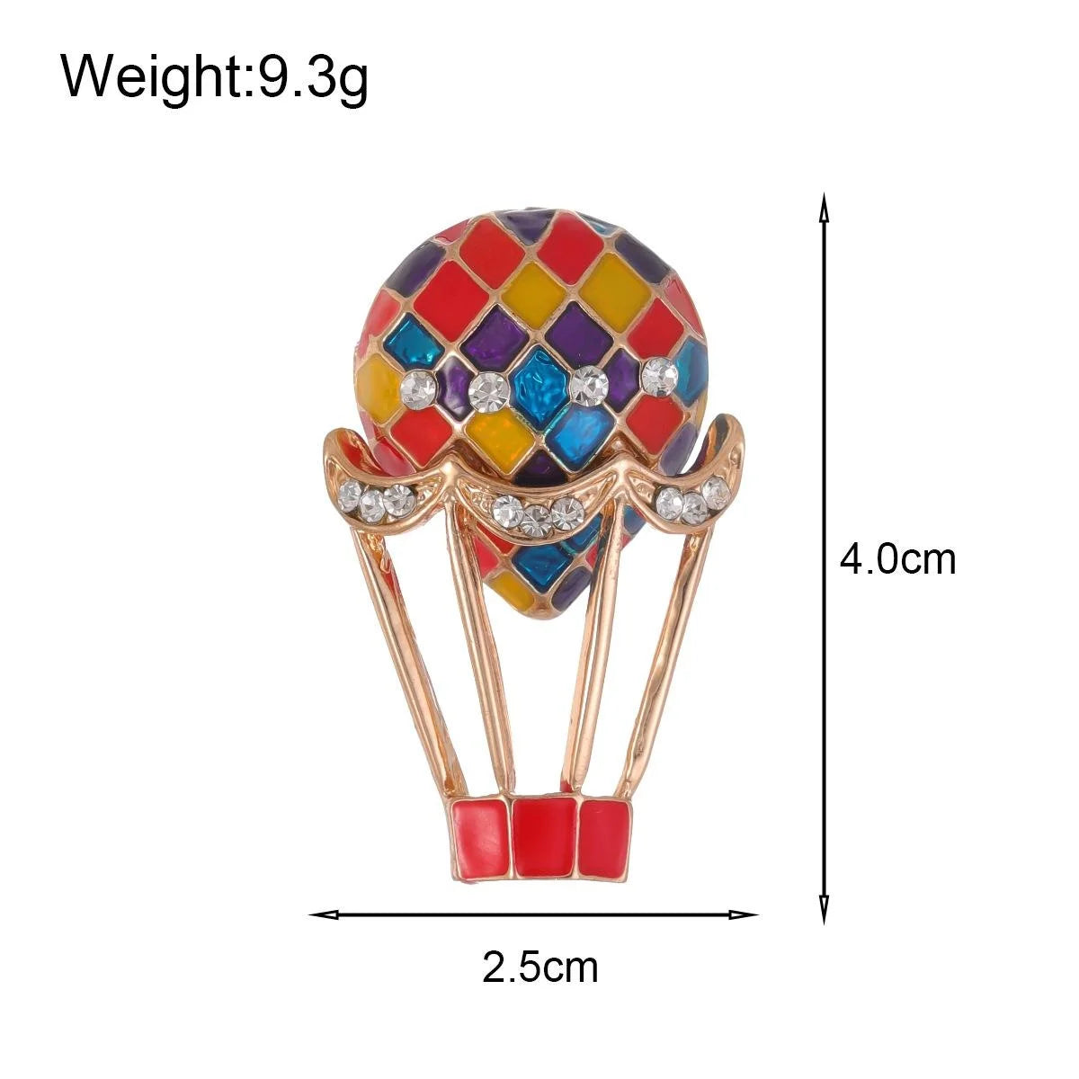 Cute Colorful Enamel Hot Air Balloon Brooch With Rhinestones, Rose Gold Alloy Women's Lapel Pin Gift