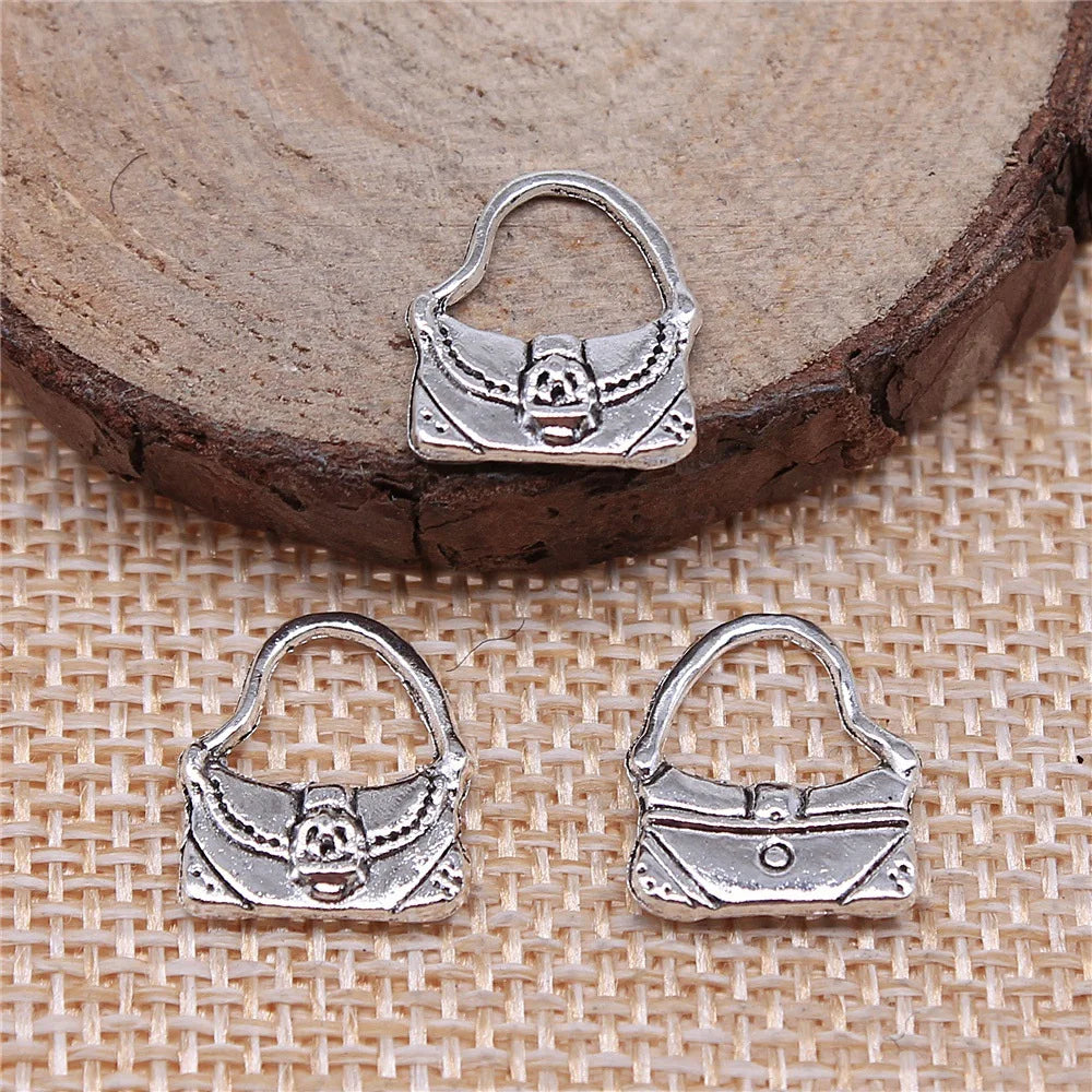 15x12mm 0.9g Antique Silver Zinc Alloy Handbag Charm Pendant for DIY Bracelet Necklace Making