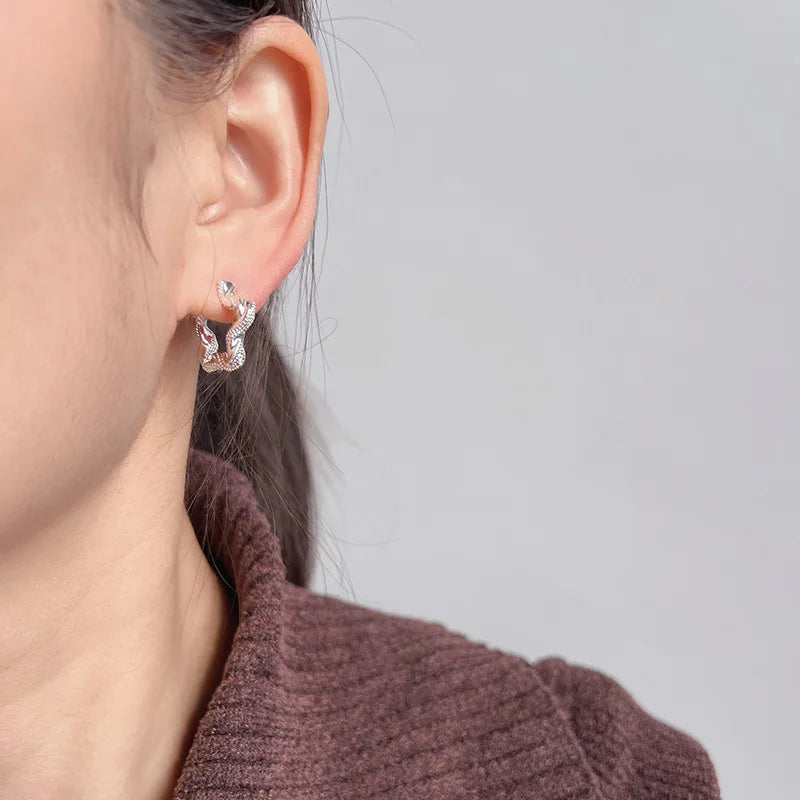 Elegant Silver Alloy Five Point Star Hoop Stud & Clip On No Piercing Wavy Textured Fashion Earrings
