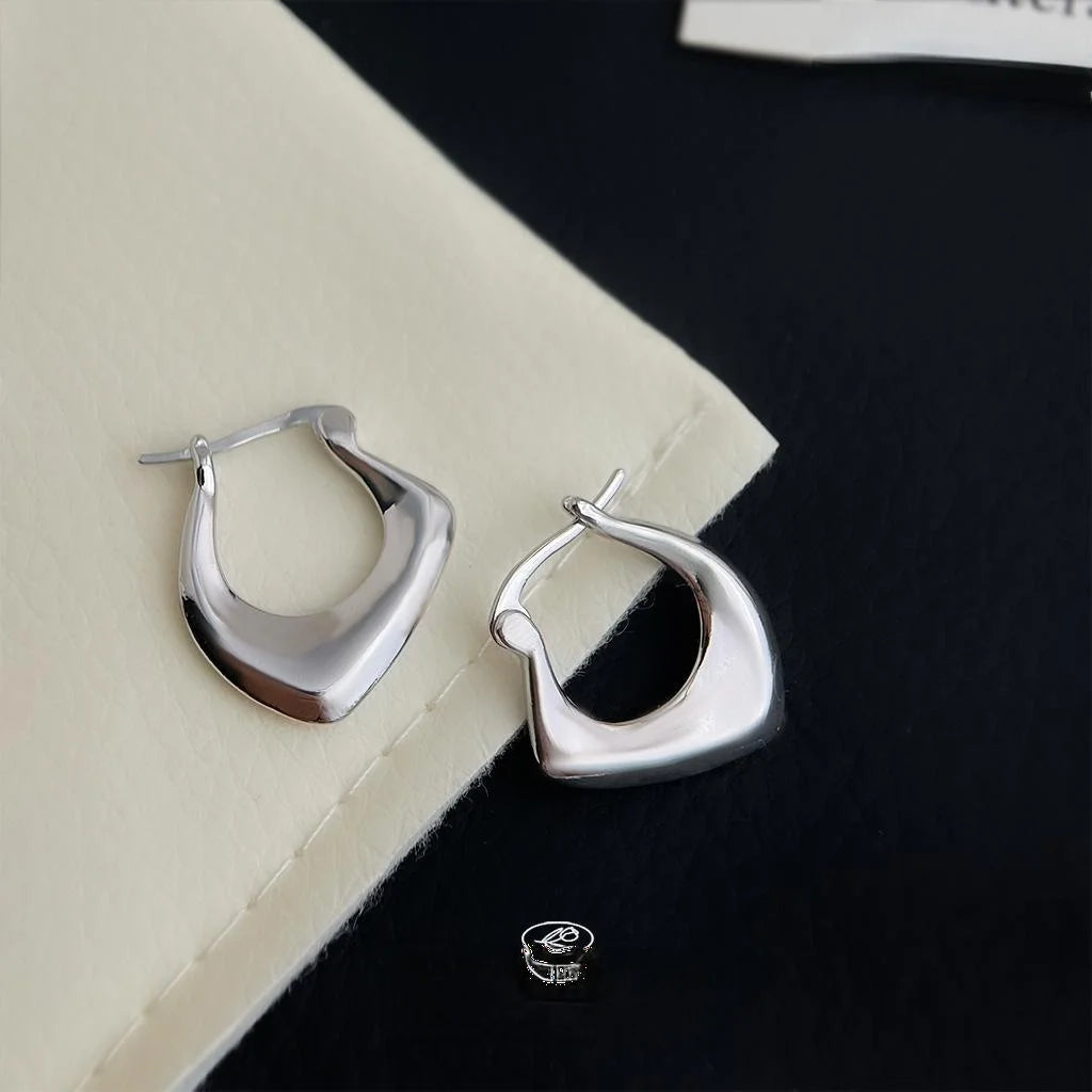 Silver Tone Copper Irregular Geometric Drop Earrings Minimalist Sweet Cool Ear Jewelry