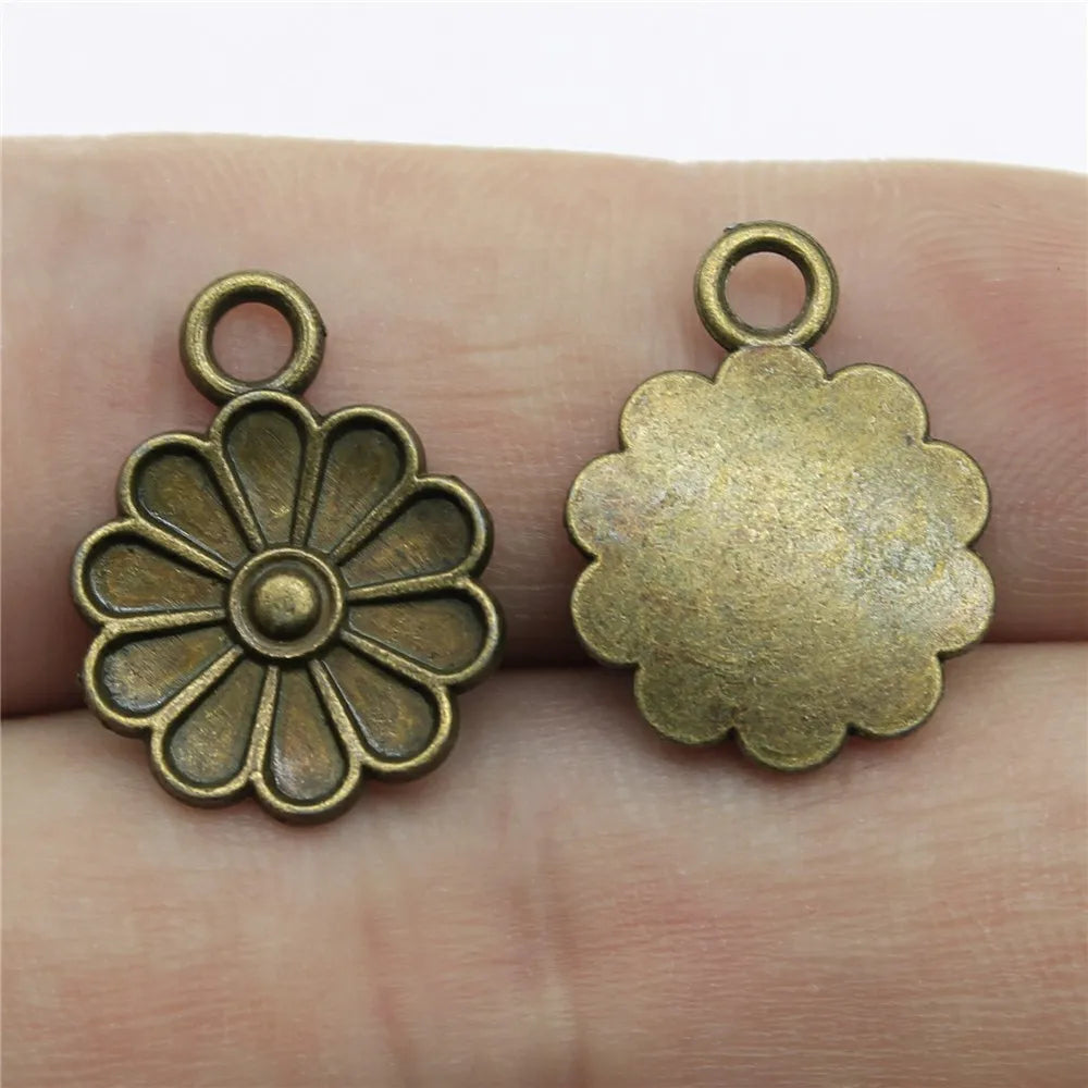 15mm 0.9g Multicolor Zinc Alloy Flower Charm Pendant for Bracelet Earring Jewelry Making