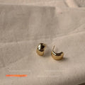 Korean Minimalist Bean Stud Earrings 14K Gold Plated Copper For Women
