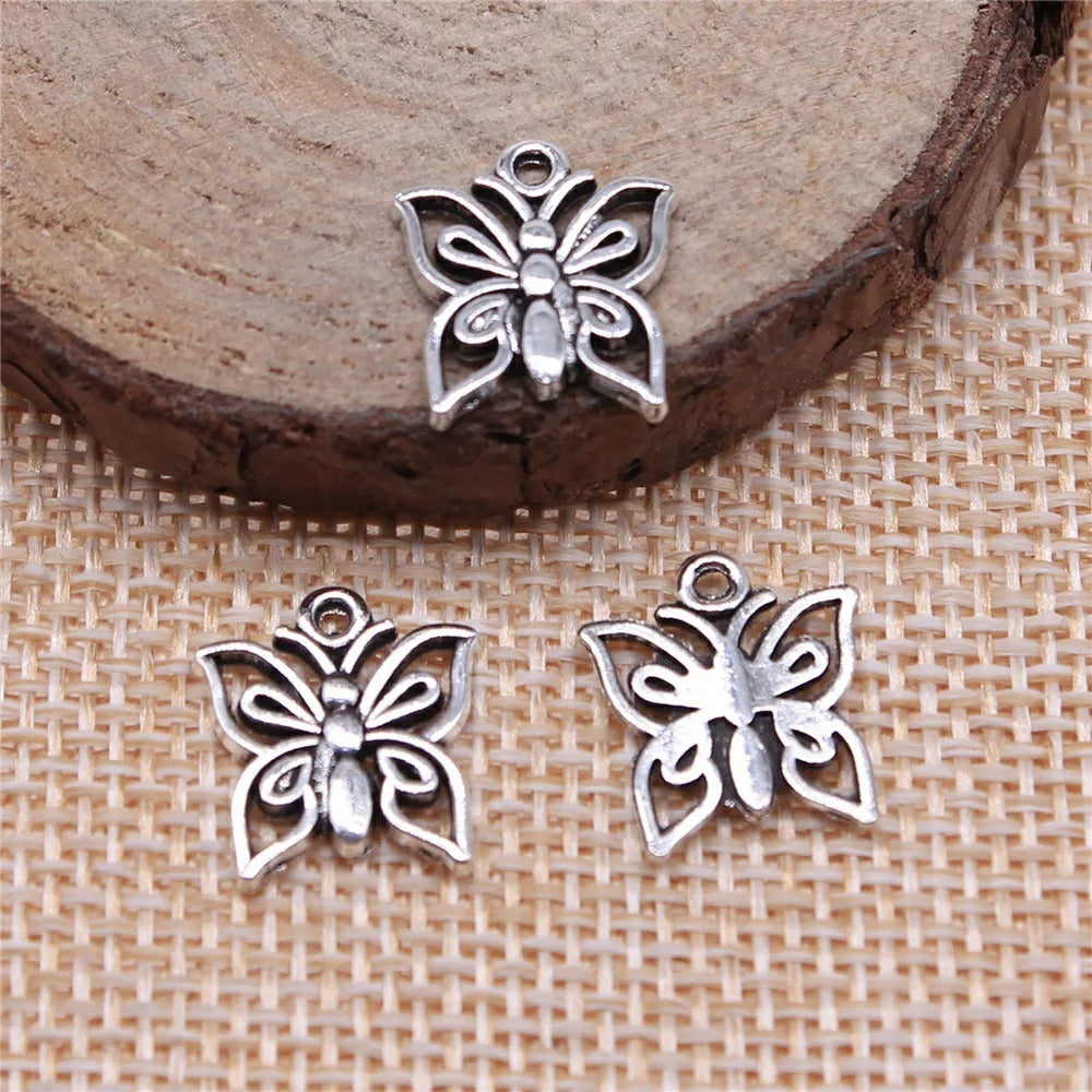 14x13mm 0.8g Multicolor Zinc Alloy Hollow Butterfly Charm Pendant for DIY Bracelet Necklace Making