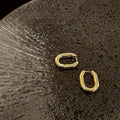 14K Gold Plated Eco Copper Oval Drop Earrings Minimalist Korean Japanese Geometric Ear Jewelry