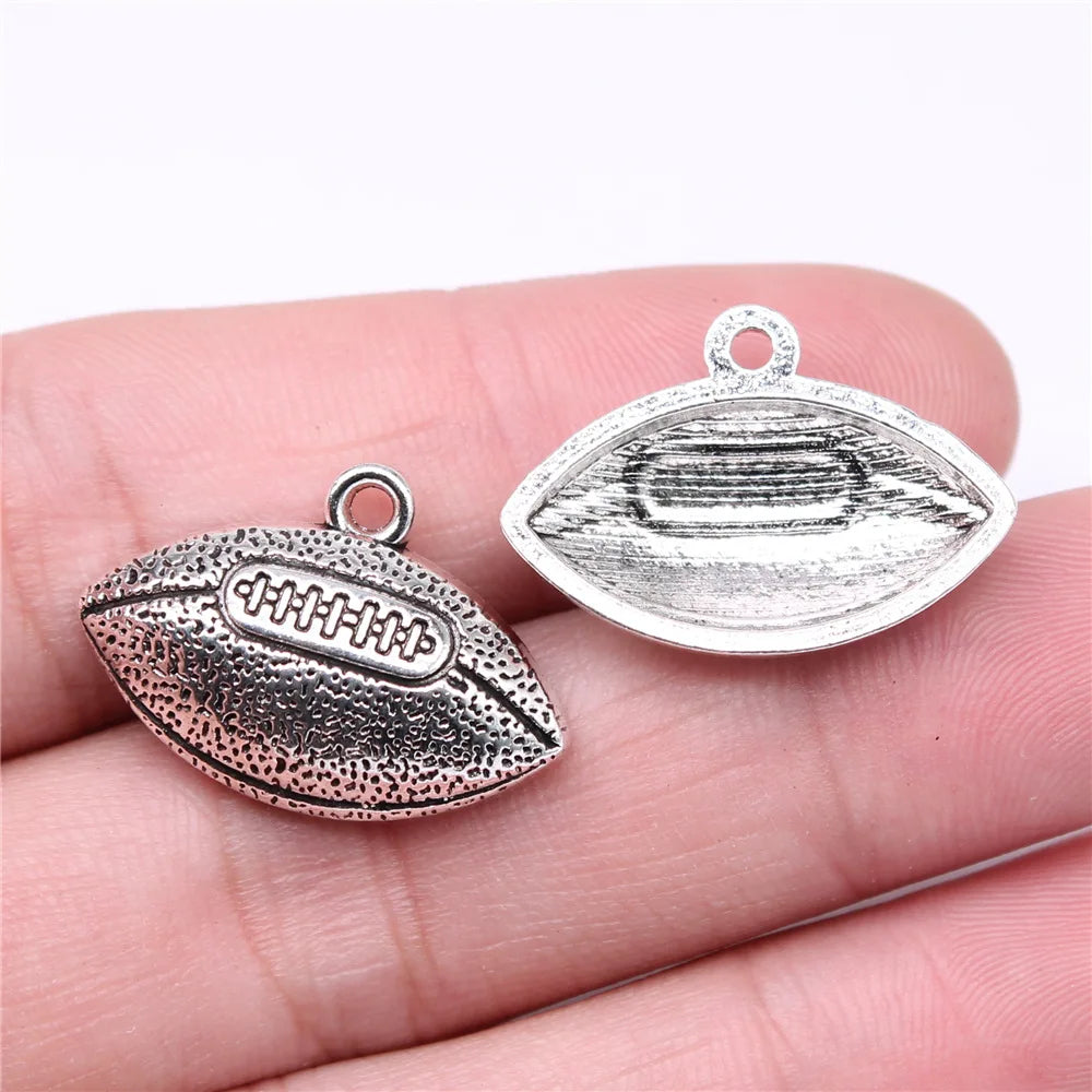 24x20mm 3.36g Antique Silver Zinc Alloy Football Charm Pendant for DIY Sports Jewelry Accessories
