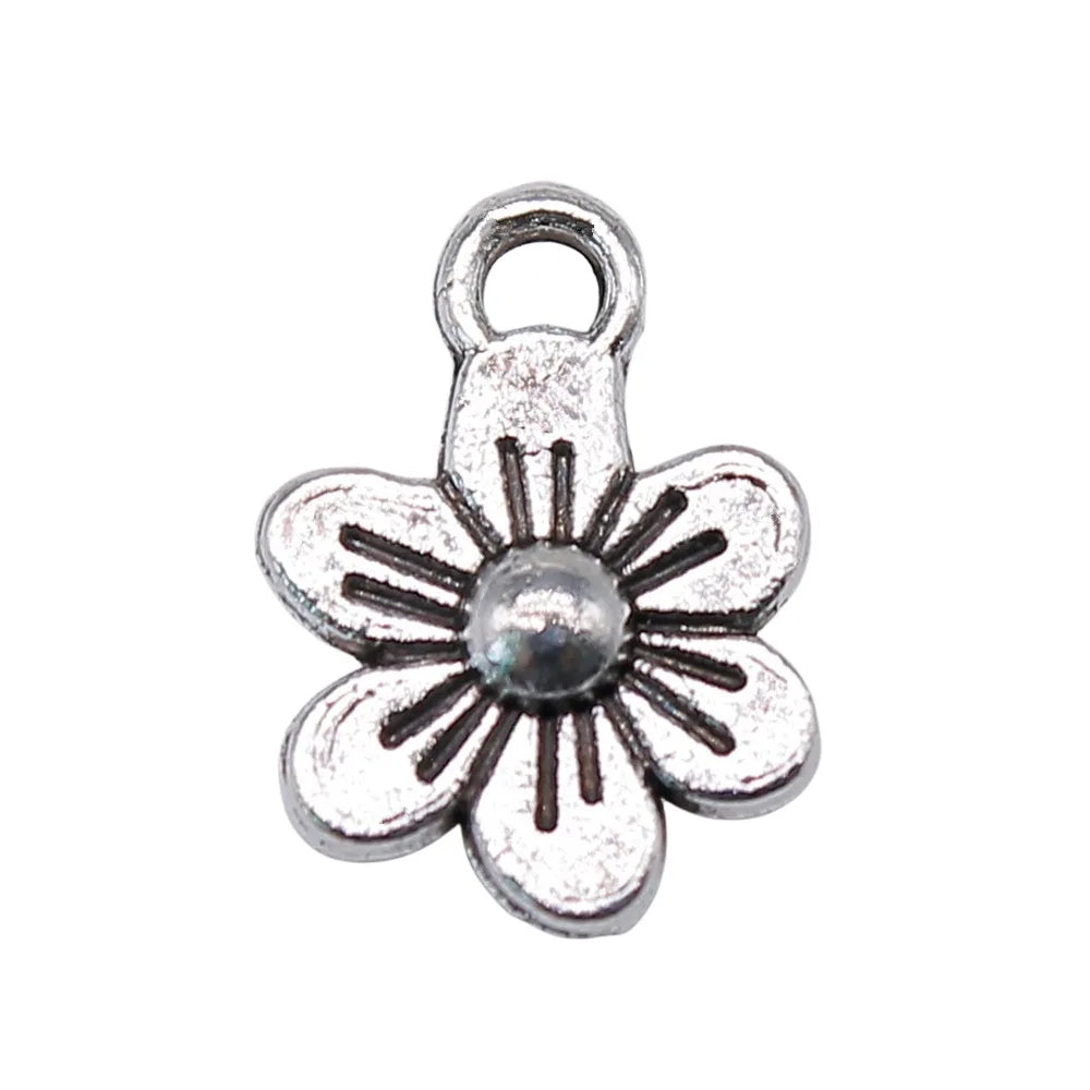 12x9mm 0.6g Multicolor Zinc Alloy Small Flower Charm Pendant for Bracelet Necklace DIY Making