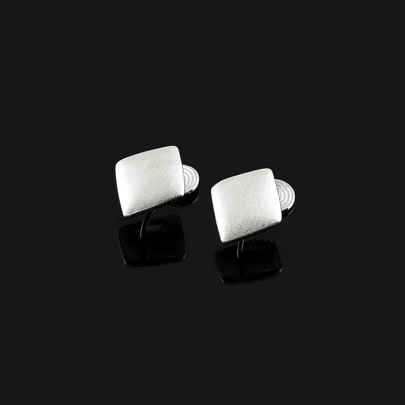 Elegant Brushed Alloy Square Diamond Shape Stud & Clip On No Piercing Minimalist Women's Earrings