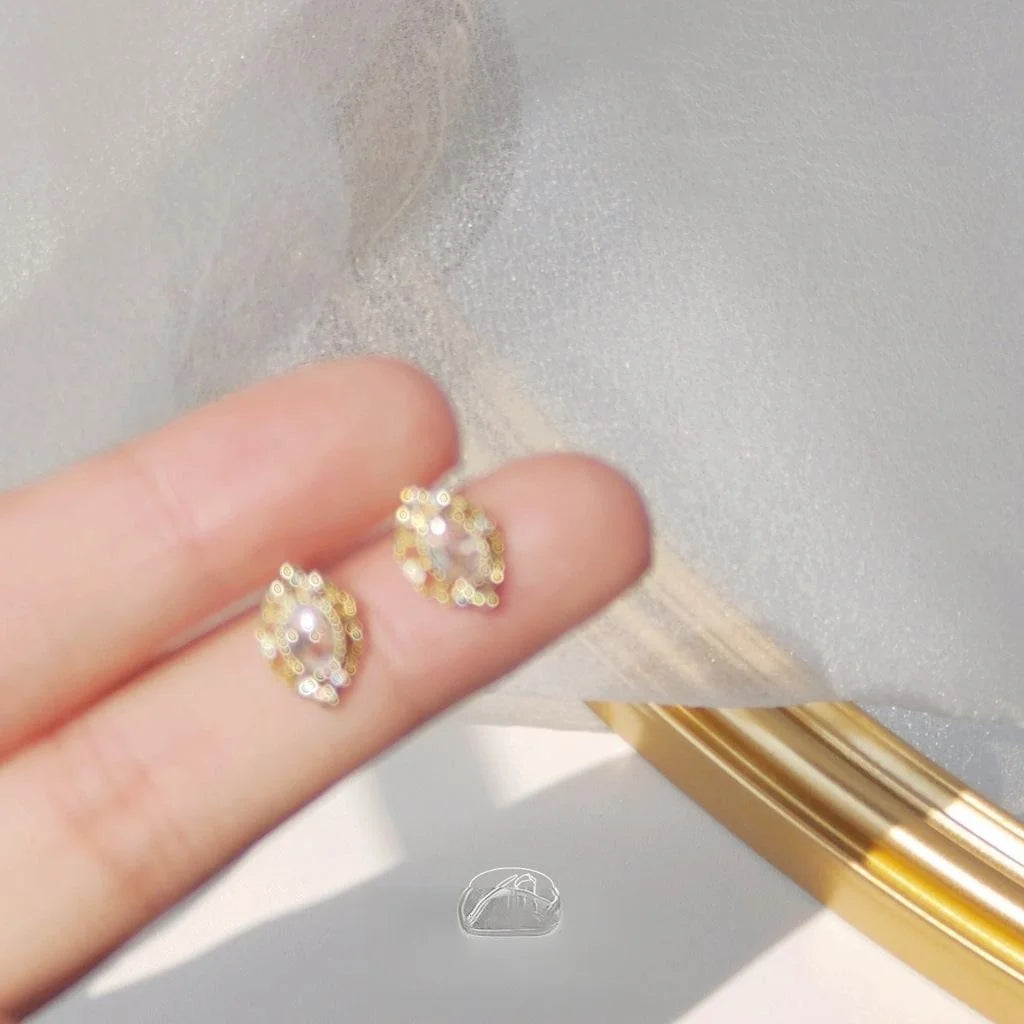 French Romantic 14K Plated Copper Micro Pave Zircon Irregular Geometric Mini Stud Earrings