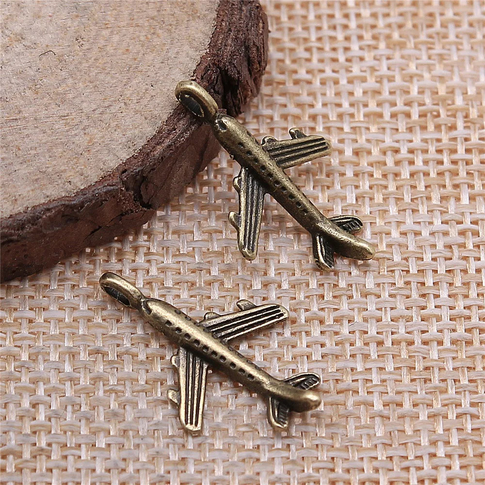 23x15mm 0.8g Zinc Alloy Passenger Airplane Charm Pendant for DIY Travel Theme Jewelry Making