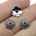 10x10mm 0.4g Antique Silver Zinc Alloy Engraved Flower Bead Caps for DIY Jewelry Making