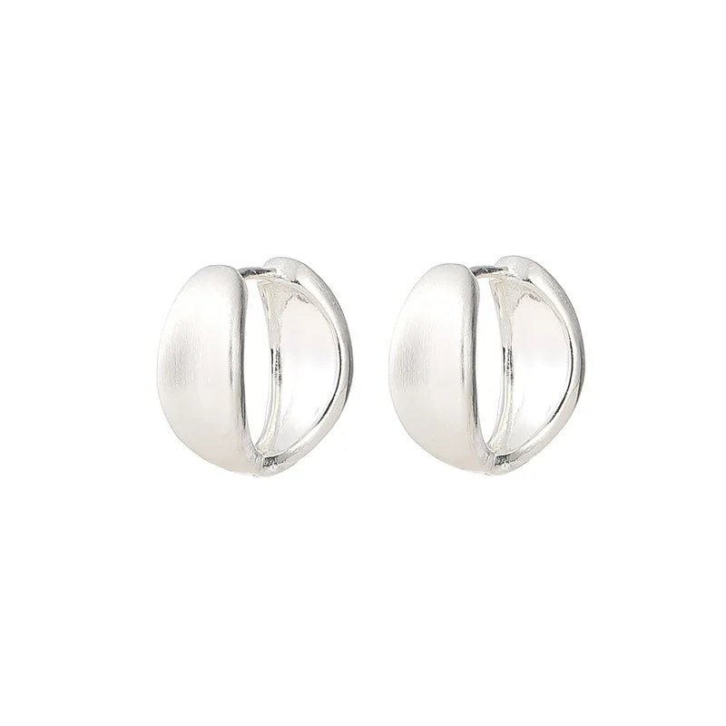 Elegant Geometric Spiral Coil Matte Brushed Alloy Stud & Clip On No Piercing Hoop Cuff Earrings
