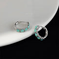 Style Copper Geometric Ring Drop Earrings With Green Glass Rhinestones