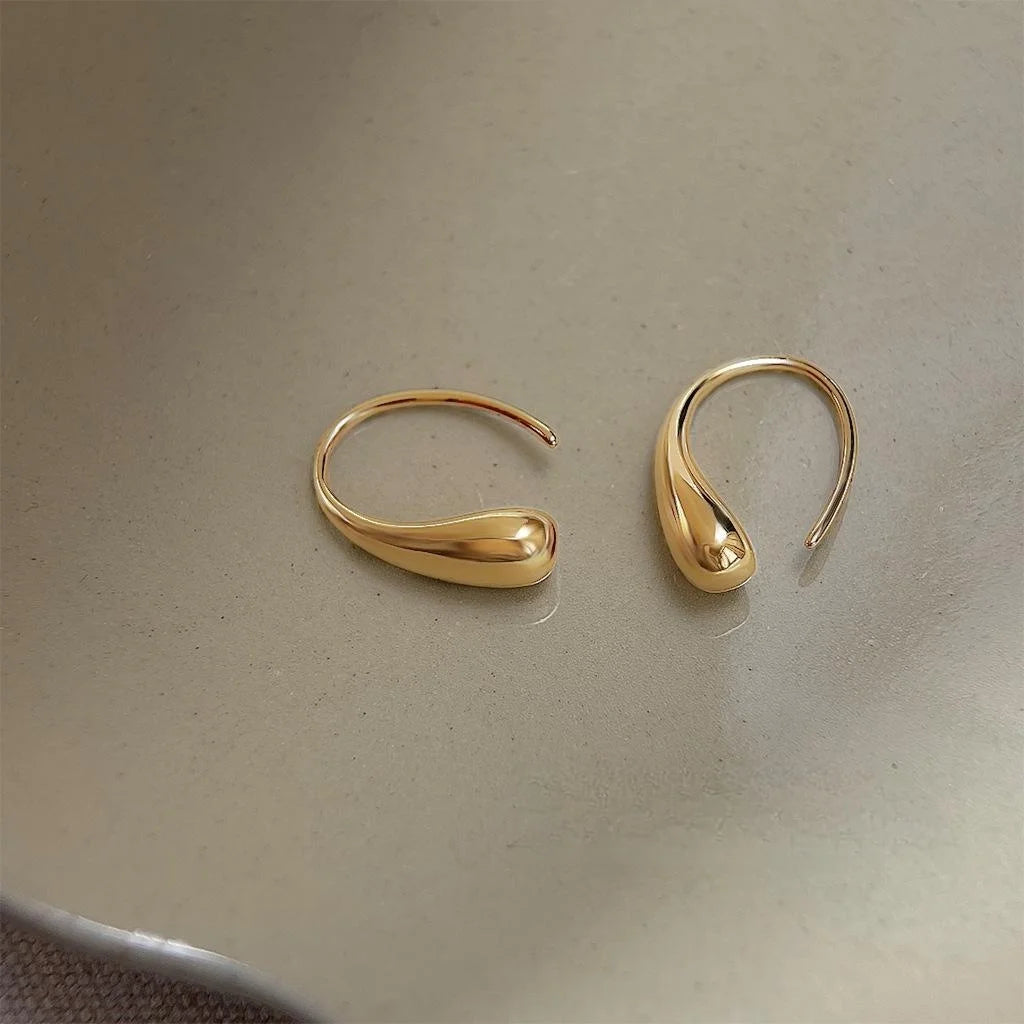 Minimalist 14K Gold Plated Copper Teardrop Drop Earrings For Women Daily Commuter Jewelry