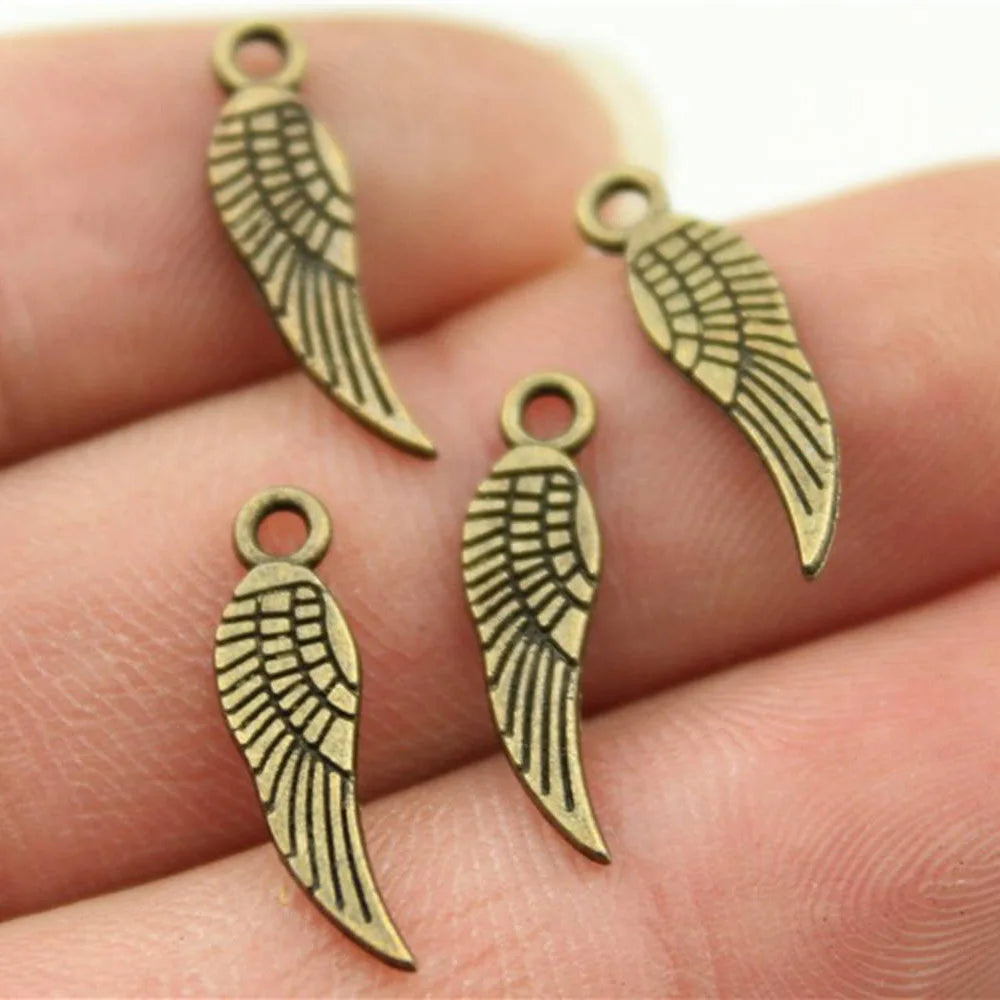 19mm 0.4g Zinc Alloy Wing Charm Pendant for DIY Necklace Bracelet Jewelry Making