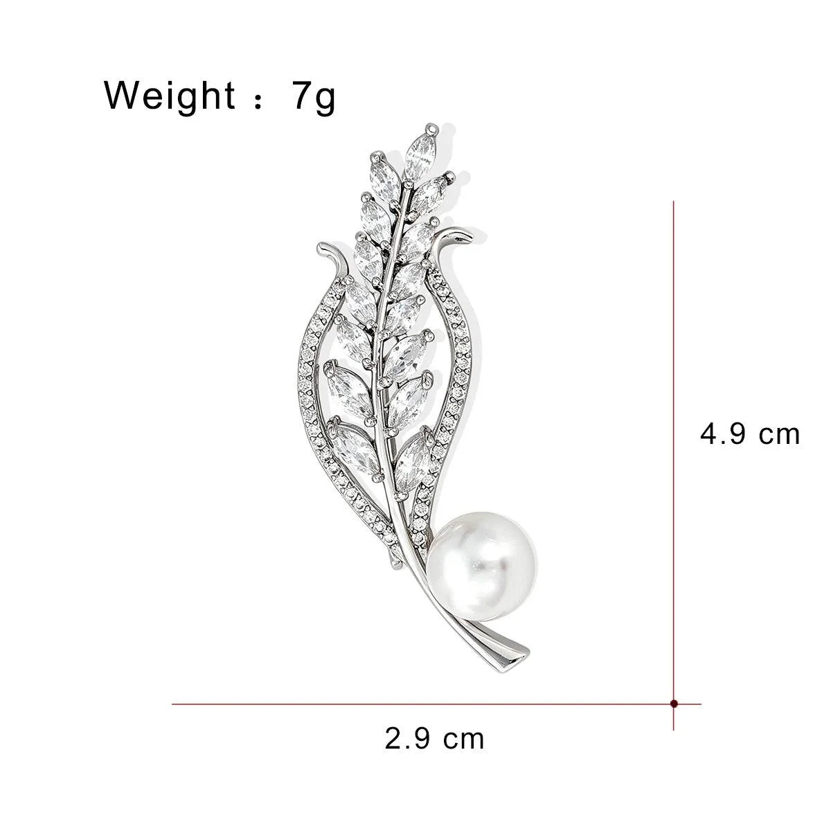 Elegant Wheat Ear Alloy Brooch With Pearl And Zircon Rhinestones, Luxury Lapel Pin Suit Corsage Gift