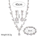 Luxury Rhinestone Water Drop Bridal Jewelry Set With Necklace Bracelet Earrings For Wedding Party