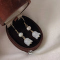 Silver Plated Glass Tulip Flower Drop Earrings Handmade Long Fresh Forest Style Jewelry
