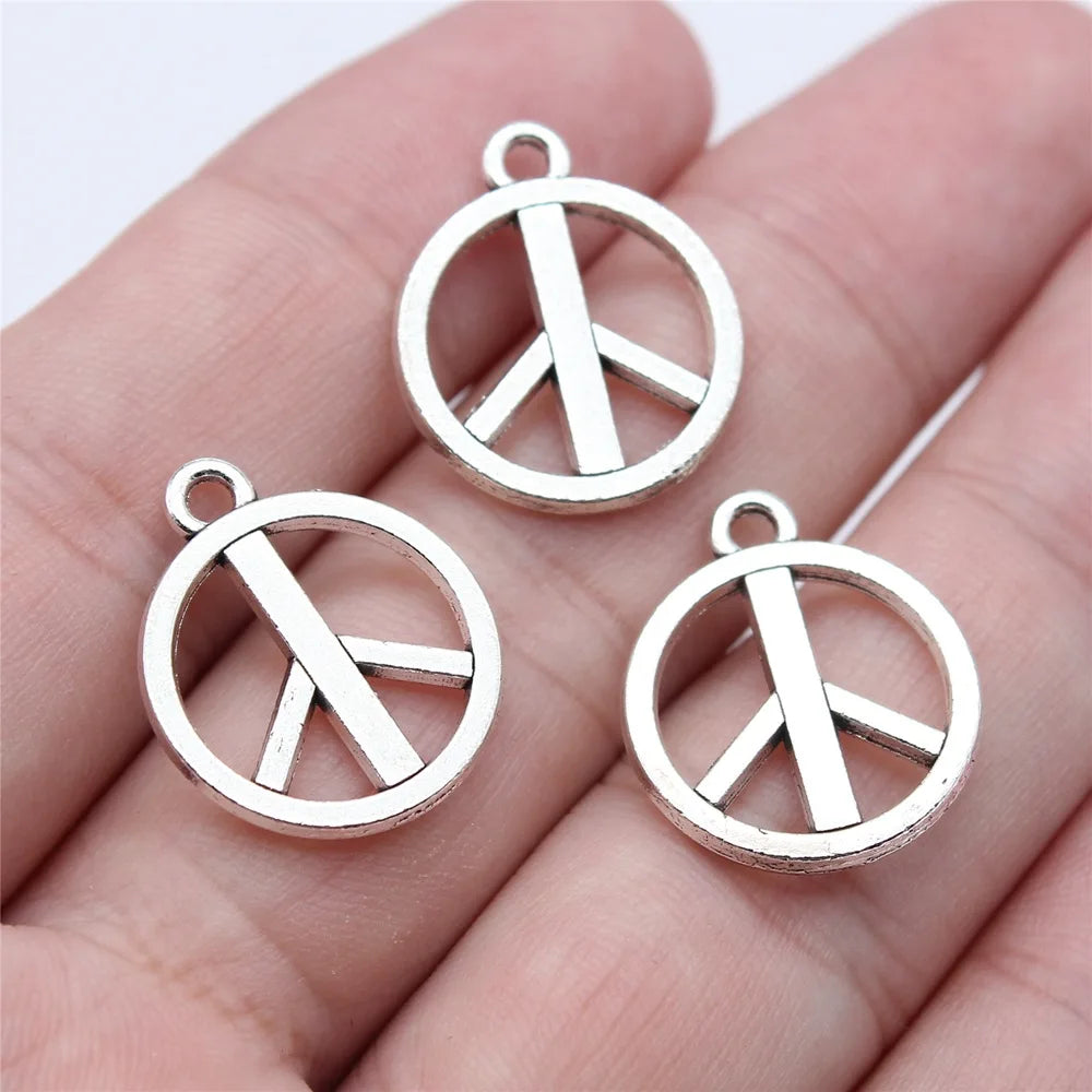 21x17mm 1.57g Multicolor Finish Zinc Alloy Peace Symbol Charm Pendant for Bracelet Necklace DIY Jewelry