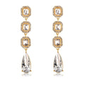 Luxury Green Crystal Rhinestone Drop Earrings Gold Tone Bridal Dangle Earrings For Wedding Party Gift