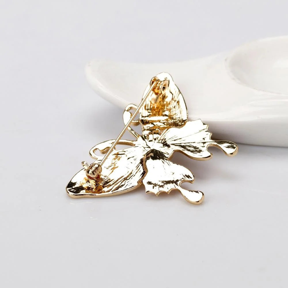 Elegant Alloy Cat Eye Enamel Butterfly Brooch For Women, Painted Insect Lapel Pin Corsage Suit Accessory Gift