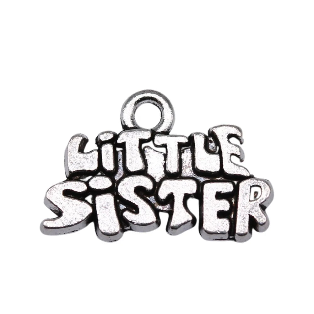 19x13mm 1.32g Antique Silver Zinc Alloy Little Sister Charm Pendant for DIY Necklace Bracelet Making