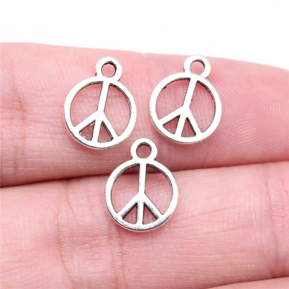 13x10mm 0.4g Antique Silver Zinc Alloy Peace Symbol Charm Pendant for DIY Necklace Bracelet Making