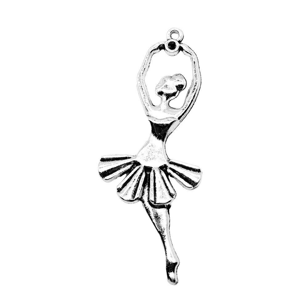61x24mm 5g Antique Silver Zinc Alloy Ballet Dancer Charm Pendant for DIY Necklace Bracelet Making