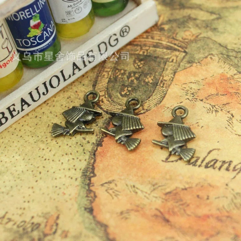 14x11MM Antique Silver Zinc Alloy Broom Charm Pendant for DIY Necklace Bracelet Jewelry Making