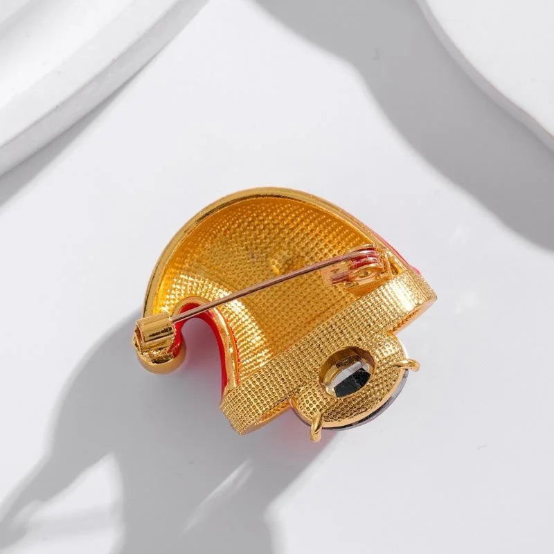 Elegant Enamel Santa Hat Brooch With Rhinestone Flower And Pearl Trim, Christmas Lapel Pin Gift