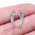 19x5mm 0.4g Antique Silver Zinc Alloy Wing Connector Charm Pendant for DIY Jewelry Making