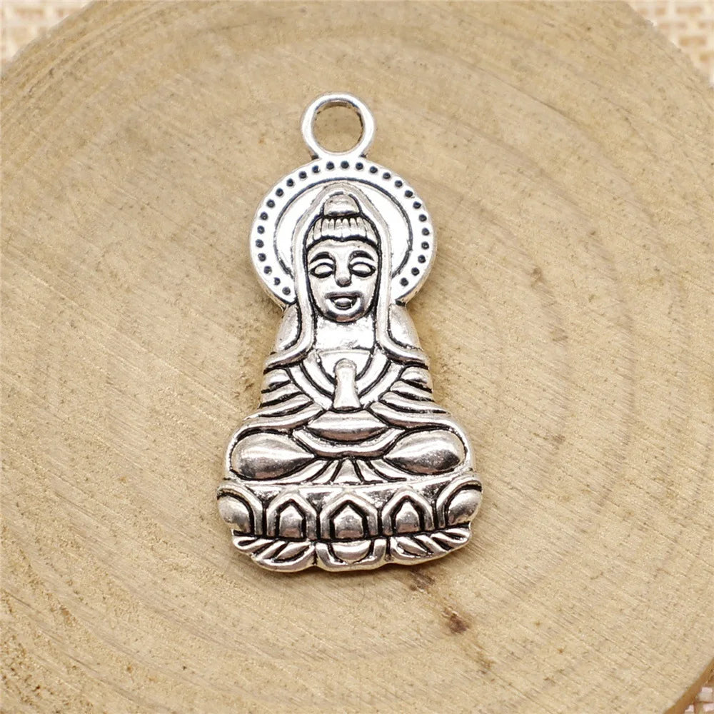 34x18mm 6g Multicolor Zinc Alloy Guanyin Charm Pendant for DIY Clothing Accessory Jewelry Making