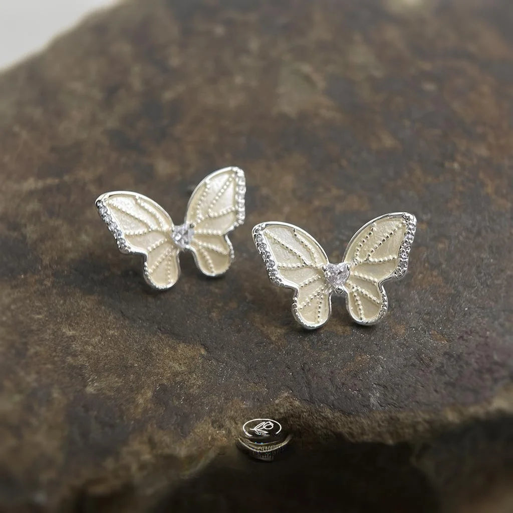 Elegant Sweet Forest Style Zircon Butterfly Drop Earrings Copper