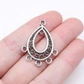 30x24mm 1.6g Antique Silver Zinc Alloy Teardrop Earring Connector Charms for DIY Earrings