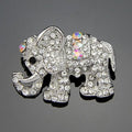 Luxury Rhinestone Elephant Brooch Pin, Silver Alloy Animal Lapel Corsage For Women Suit Accessory Gift