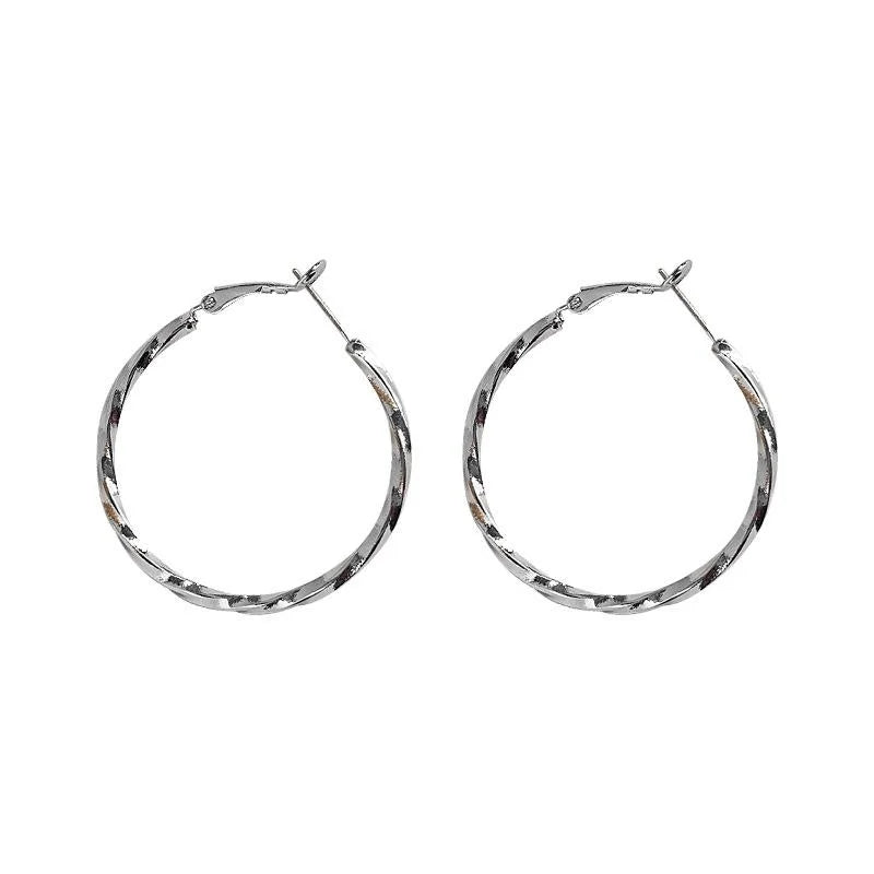 Sweet Cool Oversized Copper Hoop Earrings With Silver Plated Pins Geometric Round Minimalist Jewelry