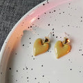 Vintage 14K Plated Alloy Heart Enamel Stud Earrings
