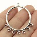 44x37mm 3.1g Antique Silver Zinc Alloy Simple Round Earring Connector Charm for DIY Dangle Earrings