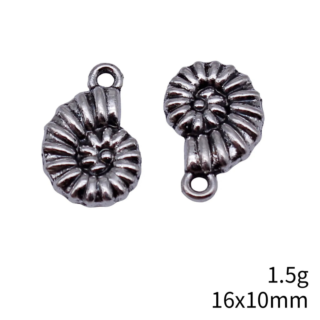16x10mm 1.5g Antique Silver Zinc Alloy Conch Shell Charm Pendant for DIY Necklace and Bracelet Making