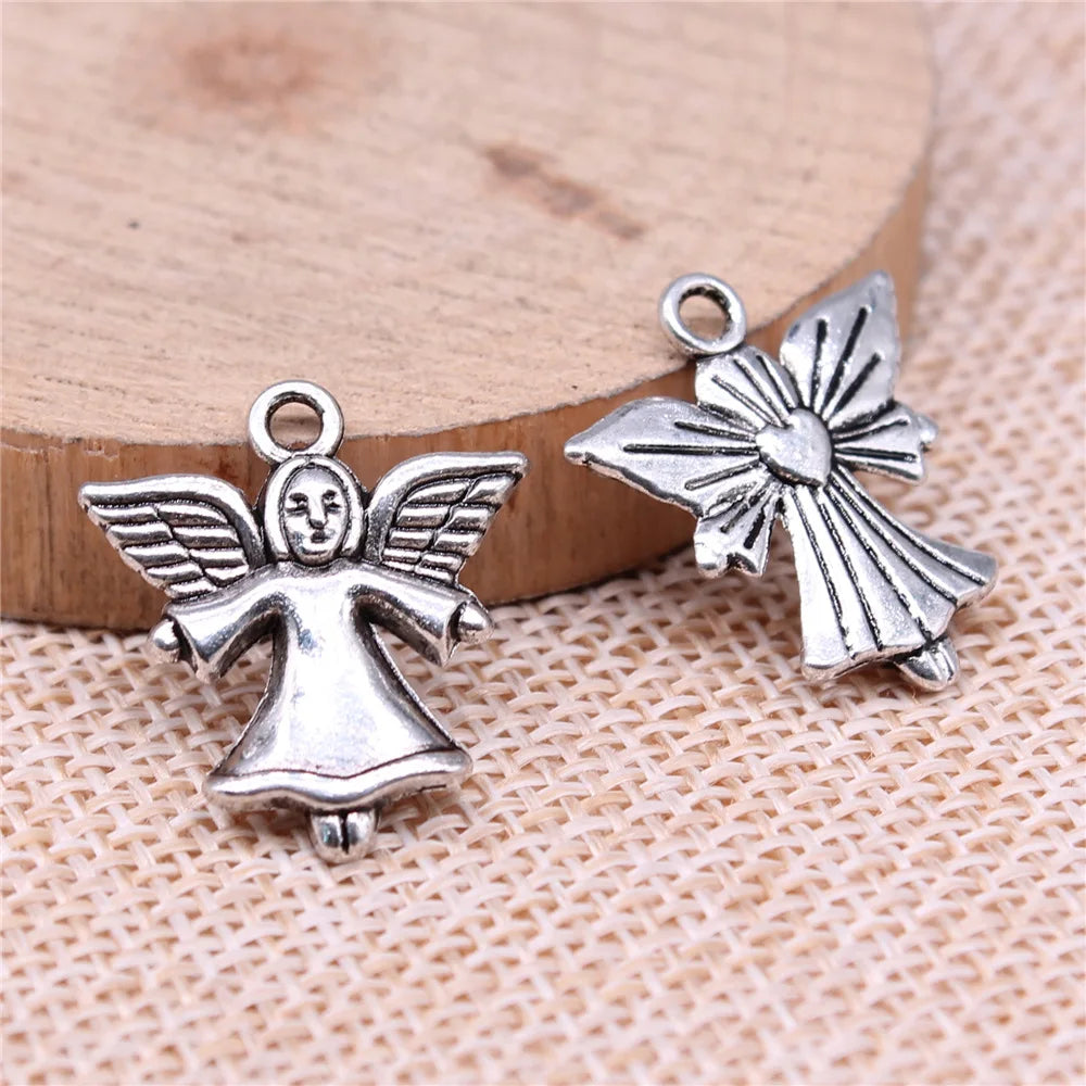 22x20mm 2g Antique Silver Zinc Alloy Angel Charm Pendant for DIY Necklace Bracelet Making