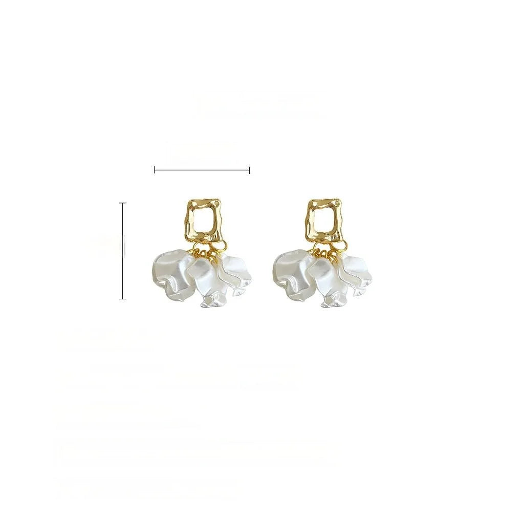 Light Luxury Acrylic Flower Zircon Tassel Drop Earrings Copper Handmade Commuter Jewelry