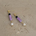 Handmade Natural Freshwater Pearl Amethyst Stone Geometric Teardrop Drop Earrings Style